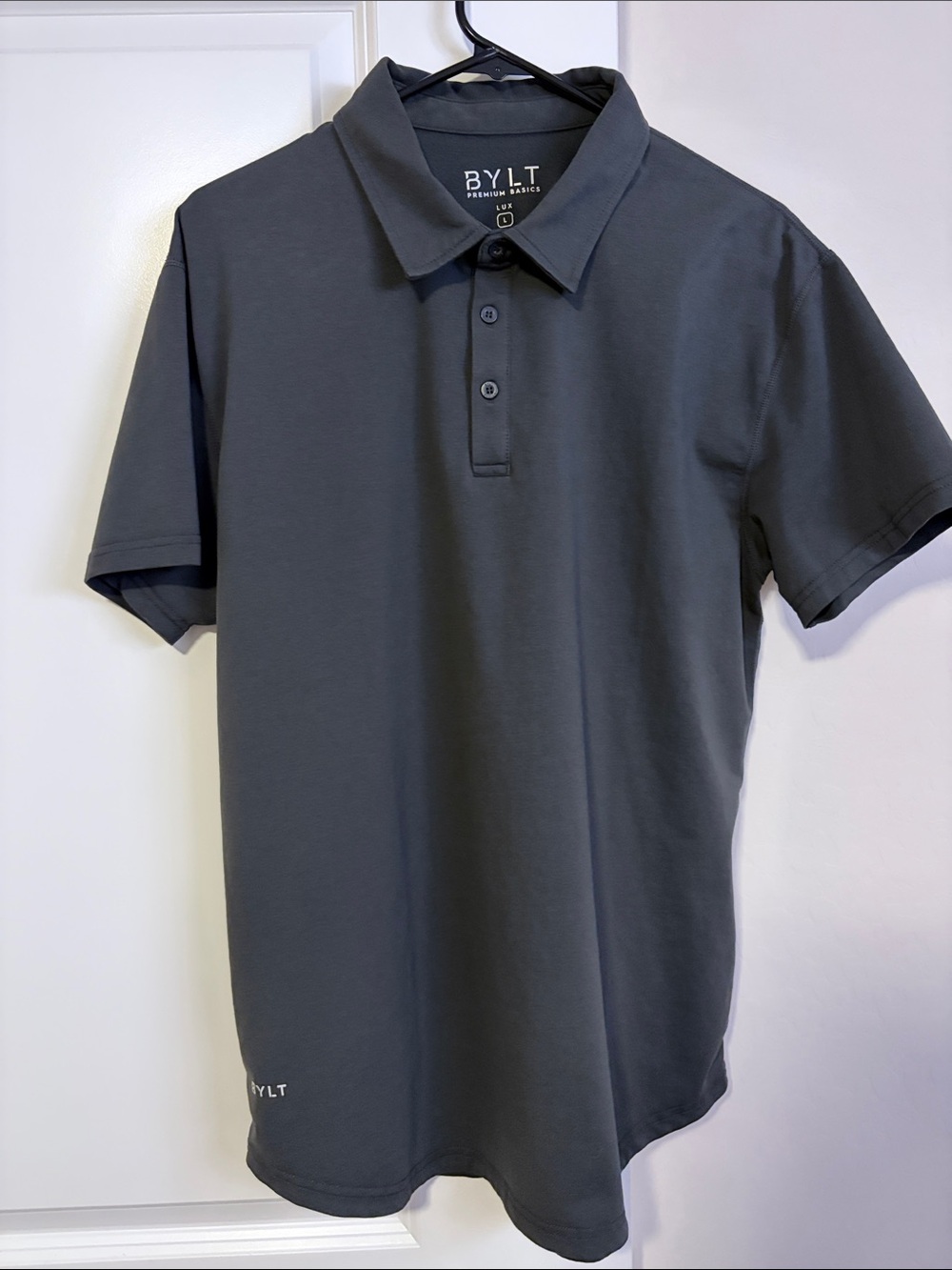 BYLT Basics Men's L Short-Sleeve Lux Polo Charcoal Gray